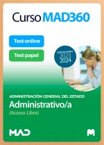 Curso MAD360 Oposiciones Administrativo/a (acceso libre) + Temario Papel + Test Papel y Online