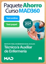 Paquete Ahorro Curso MAD360 + Test PAPEL y ONLINE Técnico/a Auxiliar de Enfermería