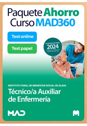Paquete Ahorro Curso MAD360 + Test PAPEL y ONLINE Técnico/a Auxiliar de Enfermería