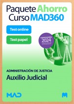 Paquete Ahorro Curso MAD360 + Test PAPEL y ONLINE Cuerpo de Auxilio Judicial