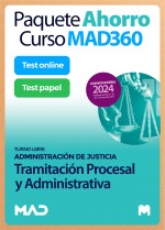 Paquete Ahorro Curso MAD360 +Test PAPEL/ONLINE Cuerpo de Tramitación Procesal y Administrativa (turno libre)