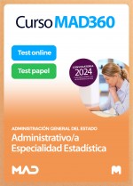Curso MAD360 Oposiciones Administrativo/a Especialidad Estadística + Temario Papel + Test Papel y Online