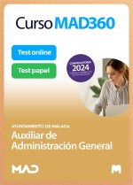 Curso MAD360 Oposiciones Auxiliar de Administración General + Temario Papel + Test Papel y Online. Compra anticipada