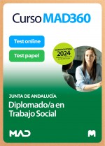 Curso MAD360 Oposiciones Diplomado/a en Trabajo Social + Temario Papel + Test Papel y Online. Compra anticipada