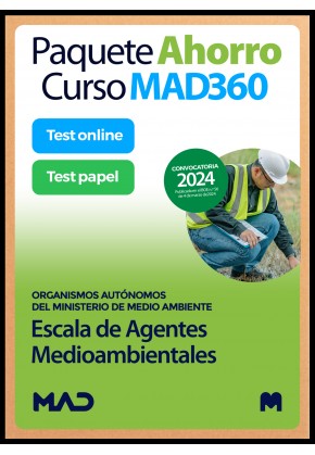 Paquete Ahorro Curso MAD360 + Test PAPEL y ONLINE Escala de Agentes Medioambientales