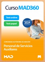 Curso MAD360 Oposiciones Personal de Servicios Auxiliares (Grupo E) + Temario Papel + Test Papel y Online