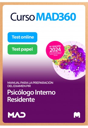 Curso MAD360 preparación examen PIR (Psicólogo Interno Residente)+ Temario Papel + Test Papel y Online. Compra anticipada