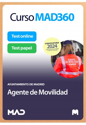 Curso MAD360 Oposiciones Agente de Movilidad + Temario Papel + Test Papel y Online