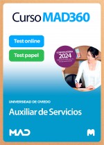 Curso MAD360 Oposiciones Auxiliar de Servicios + Temario Papel + Test Papel y Online