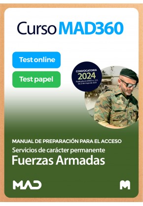 Curso MAD360 12 meses Preparación para acceso a una relación de servicios de carácter permanente en las Fuerzas Armadas + Libros