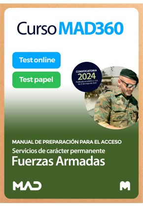 Curso MAD360 Preparación para acceso a una relación de servicios de carácter permanente en las Fuerzas Armadas + Libros papel