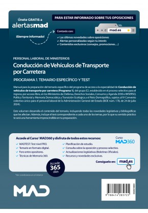 Conducción de Vehículos de Transporte por Carretera (Grupo Profesional E2). Personal laboral de Ministerios