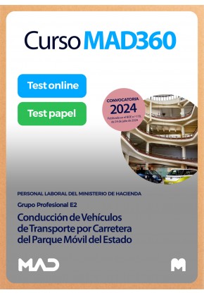 Curso MAD360 Conducción de Vehículos de Transporte por Carretera del Parque Móvil del Estado (Grupo E2) + Libros papel