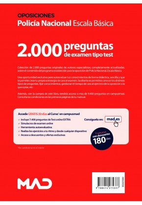 Test para oposiciones a Policía Nacional Escala Básica (2.000 preguntas de examen)