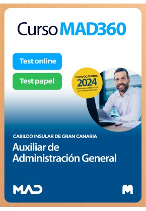 Curso MAD360 12 meses Auxiliar de Administración General del Cabildo Insular de Gran Canaria + Libros papel