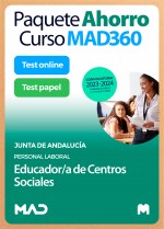 Paquete Ahorro Curso MAD360 + Test PAPEL y ONLINE Educador/a Centros Sociales (Personal Laboral)