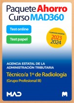 Paquete Ahorro Curso MAD360 + Test PAPEL y ONLINE Técnico/a 1º de Radiología (Grupo Profesional III)