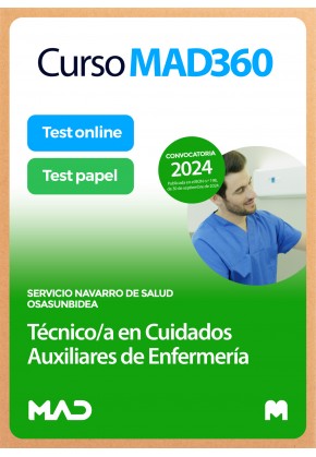 Curso MAD360 Oposiciones Técnico/a en Cuidados Auxiliares de Enfermería (T.C.A.E) + Libros papel