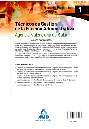 Técnicos de Gestión de la Función Administrativa de la Agencia Valenciana de Salud