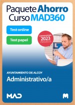 Paquete Ahorro Curso MAD360 + Test PAPEL y ONLINE Administrativo/a