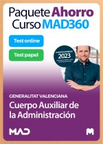 Paquete Ahorro Curso MAD360 + Test PAPEL y ONLINE Cuerpo Auxiliar de la Administración