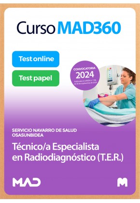 Curso MAD360 Oposiciones Técnico/a Especialista en Radiodiagnóstico (T.E.R) + Libros papel