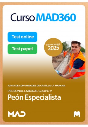 Curso MAD360 Peón Especialista (Grupo V Personal Laboral) + Libros Papel