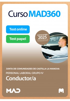 Curso MAD360 Conductor/a  (Personal Laboral) Junta de Comunidades de Castilla-La Mancha + Libros Papel