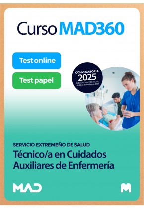 Curso MAD360 Técnico Medio Sanitario de Cuidados Auxiliares de Enfermería Servicio Extremeño de Salud + Libros Papel