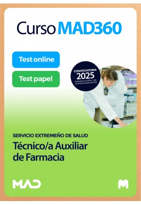 Curso MAD360Técnico/a Auxiliar de Farmacia Servicio Extremeño de Salud + Libros Papel