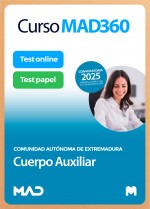 Curso MAD360 Cuerpo Auxiliar Comunidad Autónoma de Extremadura + Libros Papel