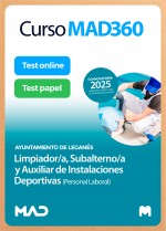 Curso MAD360 Oposiciones Limpiador, Subalterno y Auxiliar de Instalaciones Deportivas + Libros papel