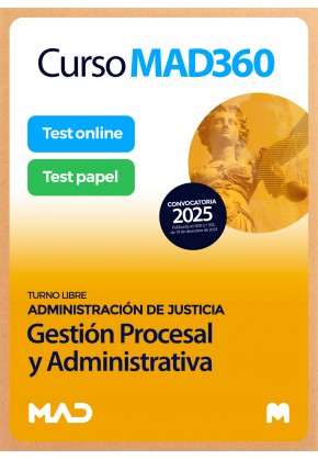 Curso MAD360 Cuerpo de Gestión Procesal y Administrativa (Turno Libre) + Libros Papel