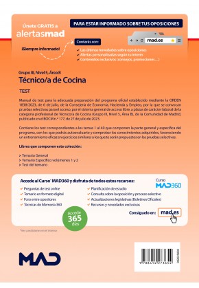 Técnico de Cocina (Grupo III, Nivel 5, Área B)