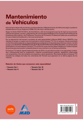 Mantenimiento de Vehículos. Profesores Técnicos de Formación Profesional