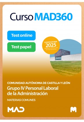 Curso MAD360 Grupo IV Personal Laboral (materias comunes) Castilla y León + Libros Papel