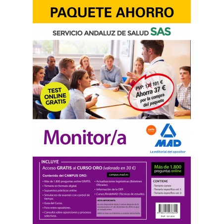 Paquete Ahorro y Test online GRATIS Monitor/a del Servicio Andaluz de Salud